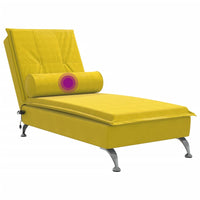 Chaise Longue Massaggi con Cuscino a Rullo Giallo in Velluto 379456