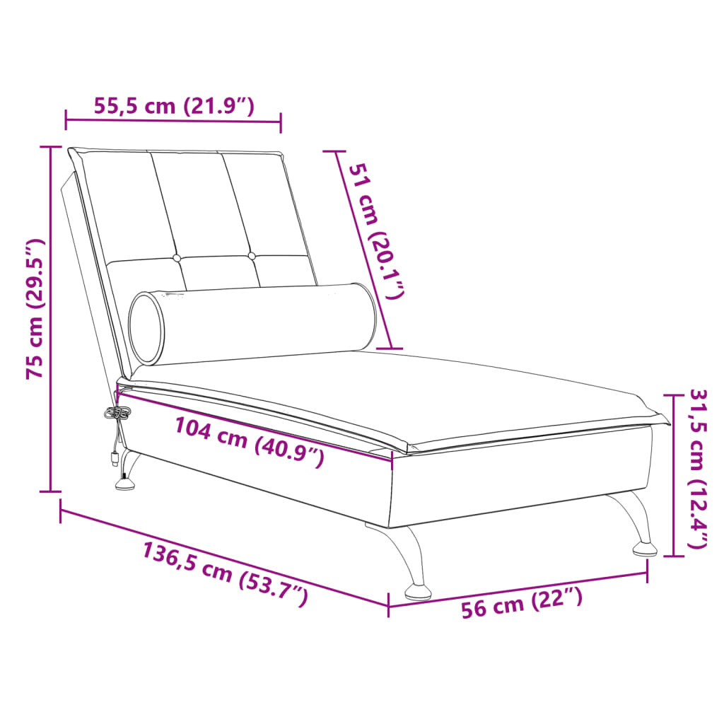 Chaise Longue Massaggi con Cuscino a Rullo Giallo in Velluto 379456