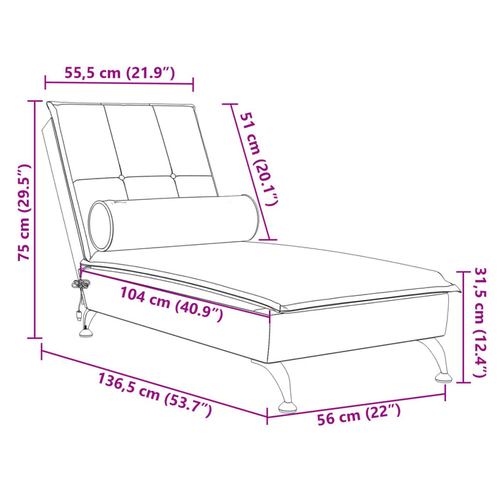 Chaise Longue Massaggi con Cuscino a Rullo Giallo in Velluto 379456