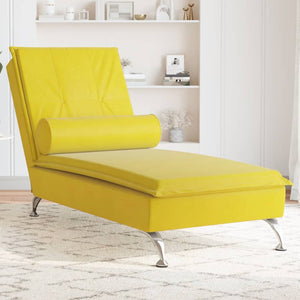 Chaise Longue Massaggi con Cuscino a Rullo Giallo in Velluto 379456