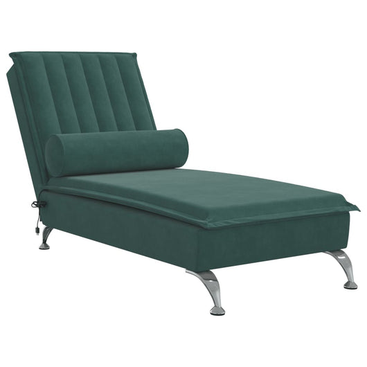 Chaise Longue Massaggi con Capezzale Verde Scuro in Velluto 379461