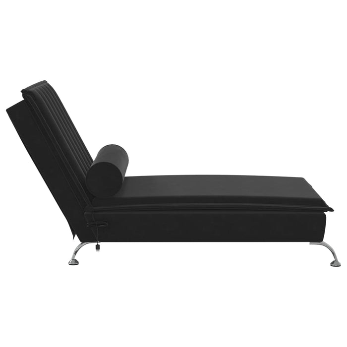 Chaise Longue Massaggi con Cuscino a Rullo Nero in Velluto 379464