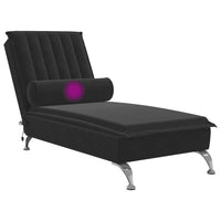 Chaise Longue Massaggi con Cuscino a Rullo Nero in Velluto 379464