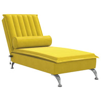 Chaise Longue Massaggi con Cuscino a Rullo Giallo in Velluto 379465