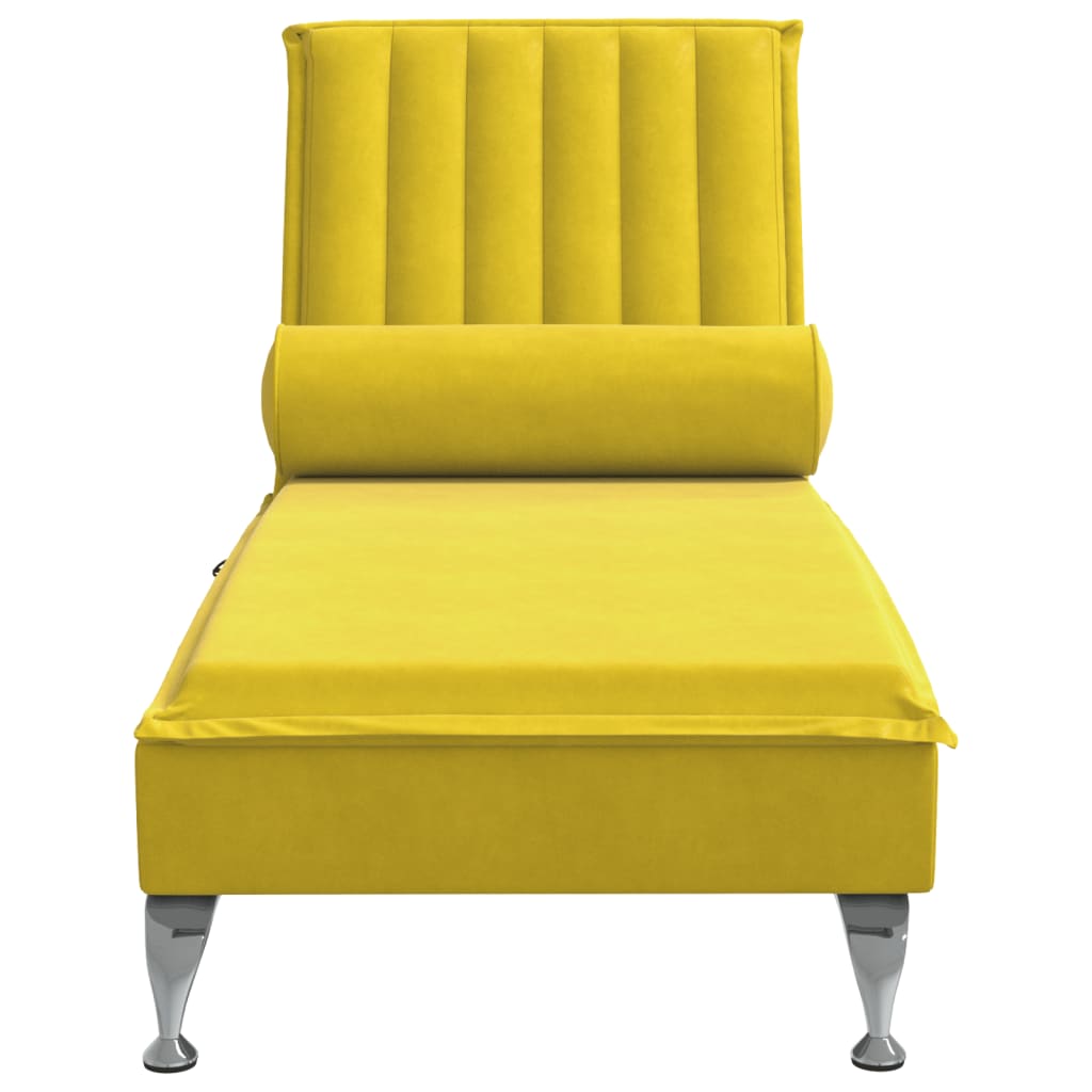 Chaise Longue Massaggi con Cuscino a Rullo Giallo in Velluto 379465