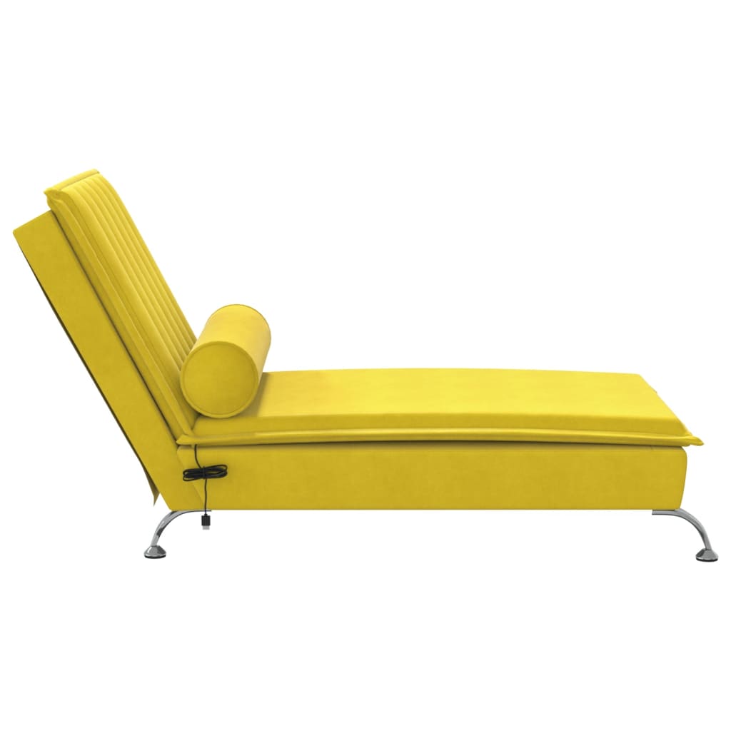 Chaise Longue Massaggi con Cuscino a Rullo Giallo in Velluto 379465