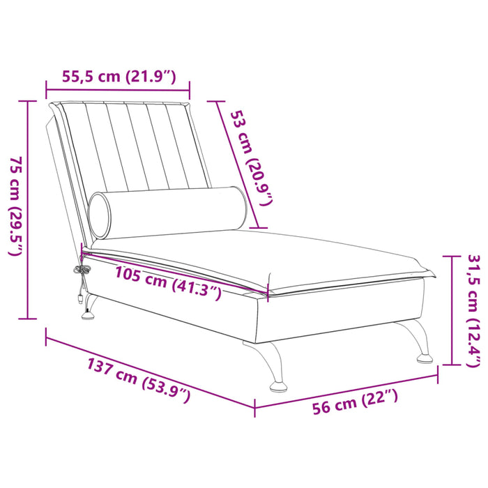 Chaise Longue Massaggi con Cuscino a Rullo Giallo in Velluto 379465