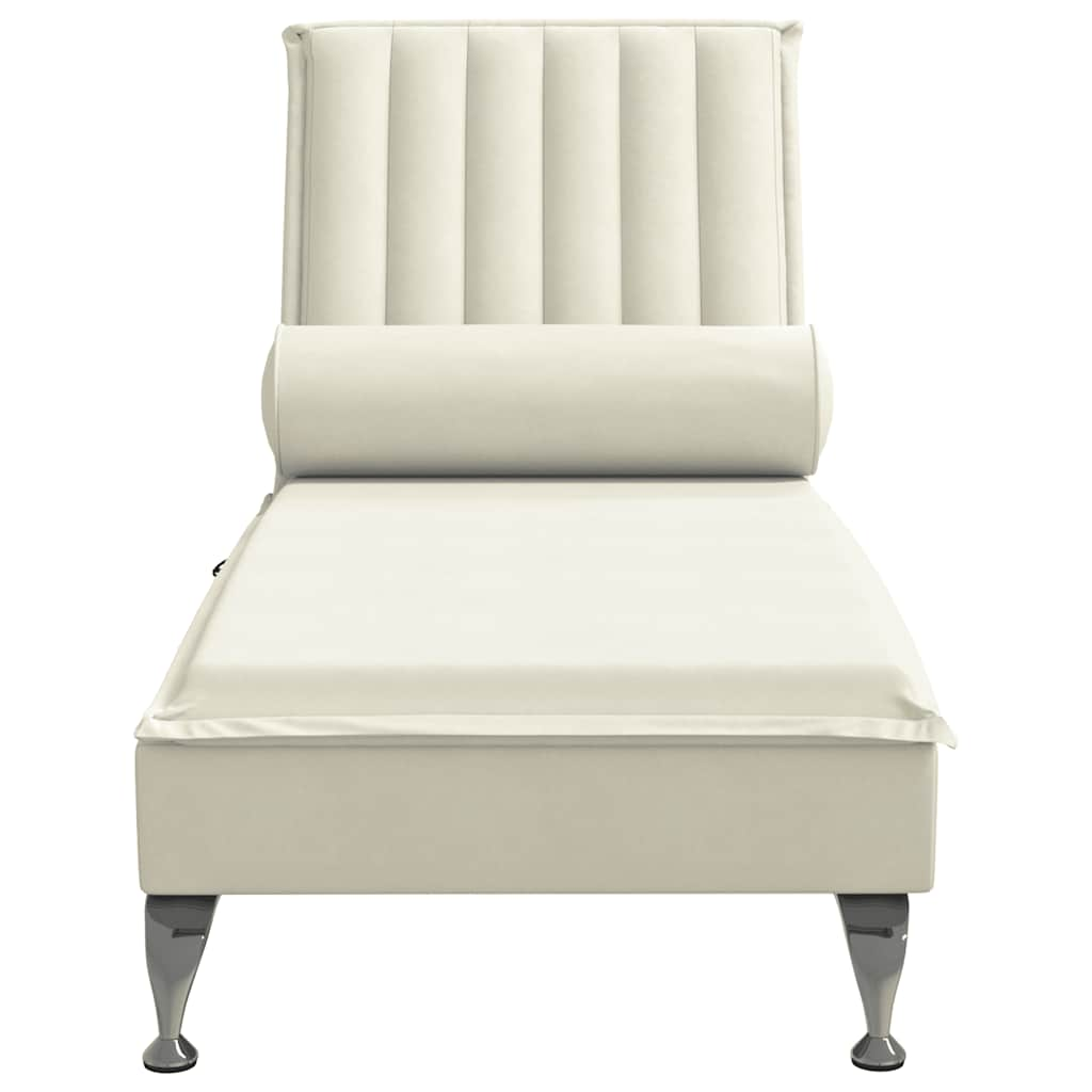 Chaise Longue Massaggi con Cuscino a Rullo Crema in Velluto 379466