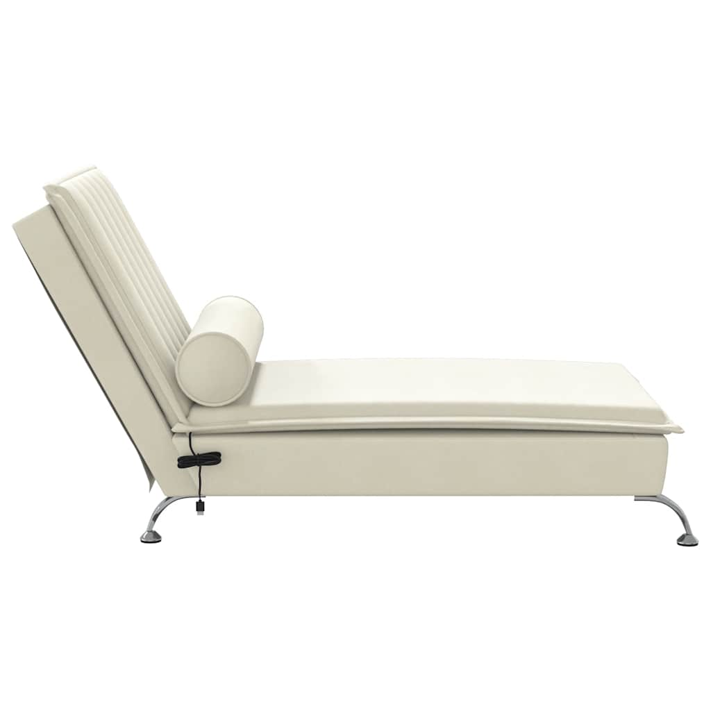 Chaise Longue Massaggi con Cuscino a Rullo Crema in Velluto 379466