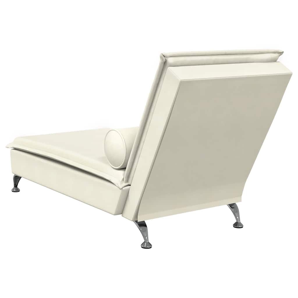 Chaise Longue Massaggi con Cuscino a Rullo Crema in Velluto 379466