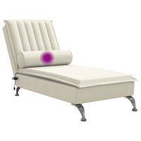 Chaise Longue Massaggi con Cuscino a Rullo Crema in Velluto 379466