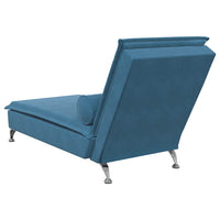 Chaise Longue Massaggi con Cuscino a Rullo Blu in Velluto 379467