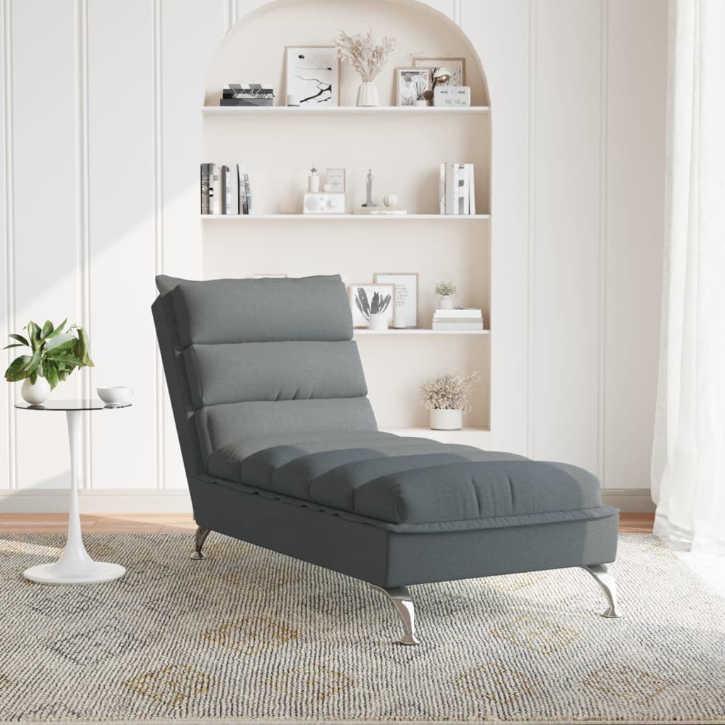 Chaise Longue con Cuscini Grigio Scuro in Tessuto 379469