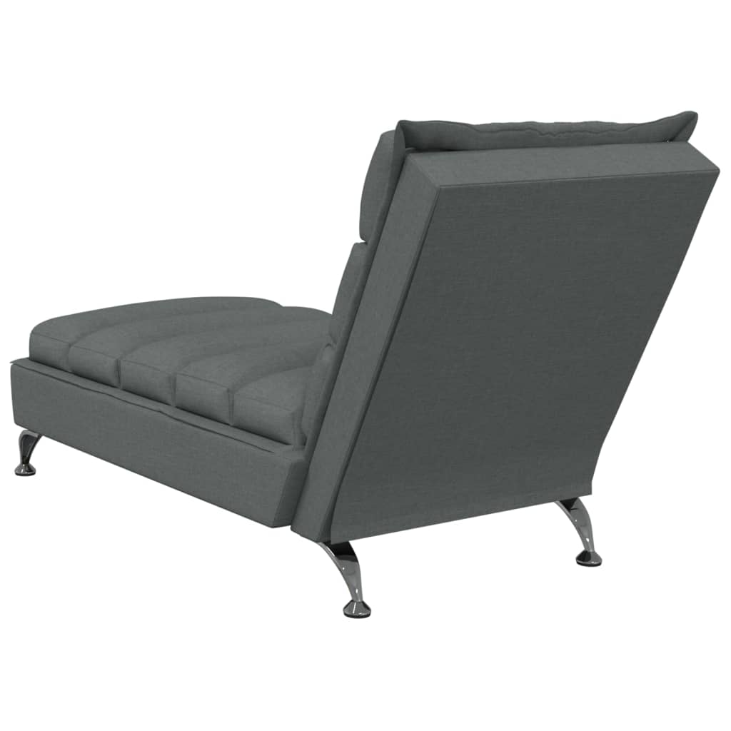 Chaise Longue con Cuscini Grigio Scuro in Tessuto 379469