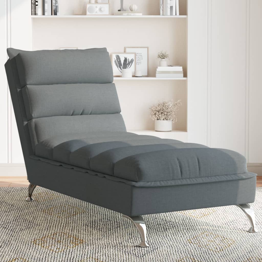 Chaise Longue con Cuscini Grigio Scuro in Tessuto 379469