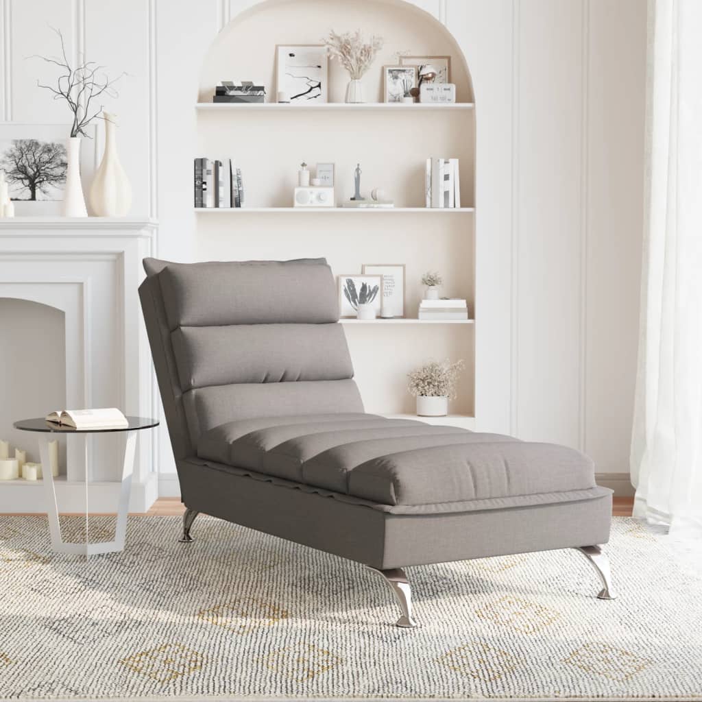 Chaise Longue con Cuscini Tortora in Tessuto 379472