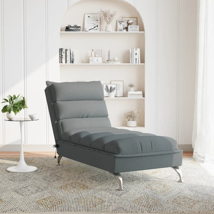 Chaise Longue Massaggi con Cuscini Grigio Scuro in Tessuto 379476