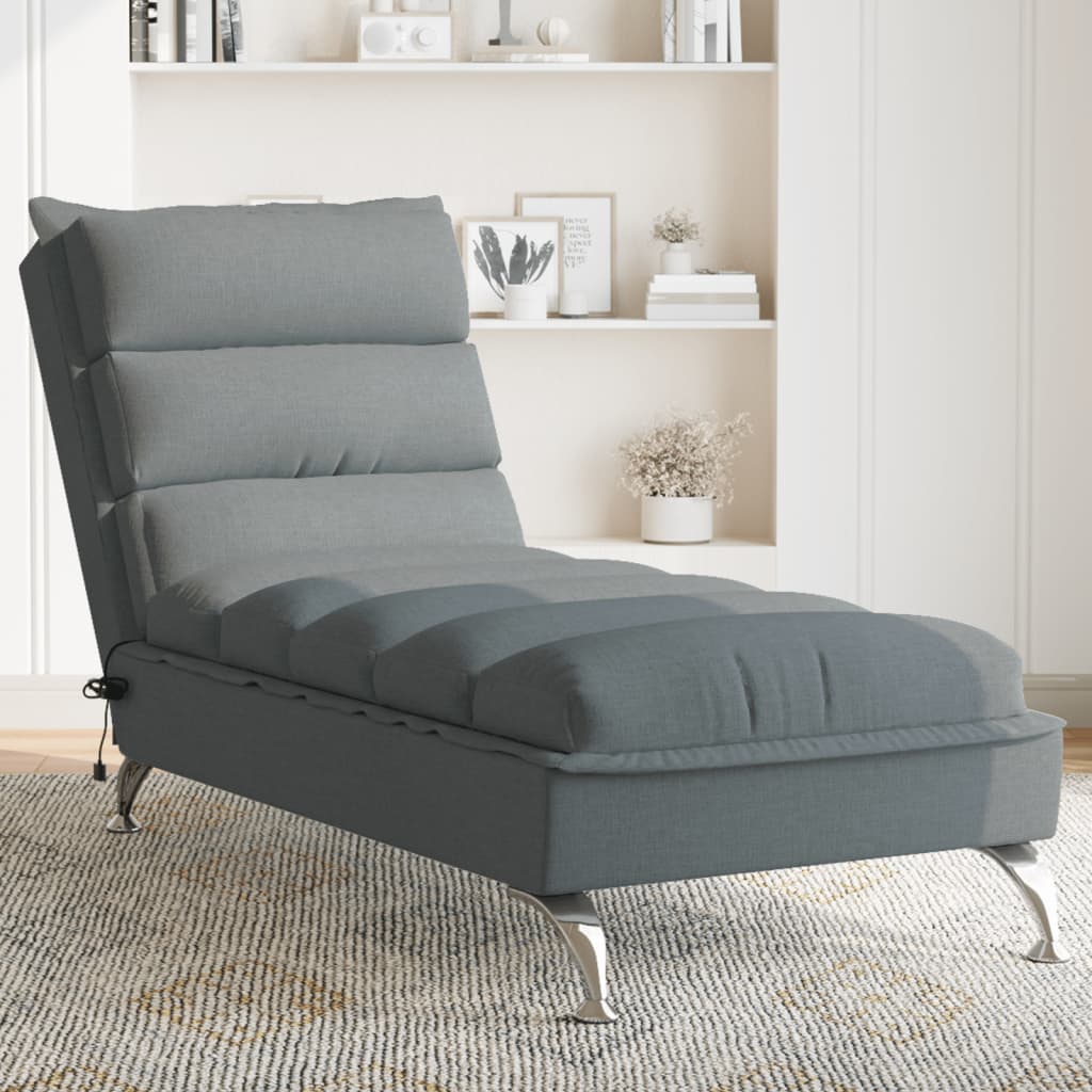 Chaise Longue Massaggi con Cuscini Grigio Scuro in Tessuto 379476