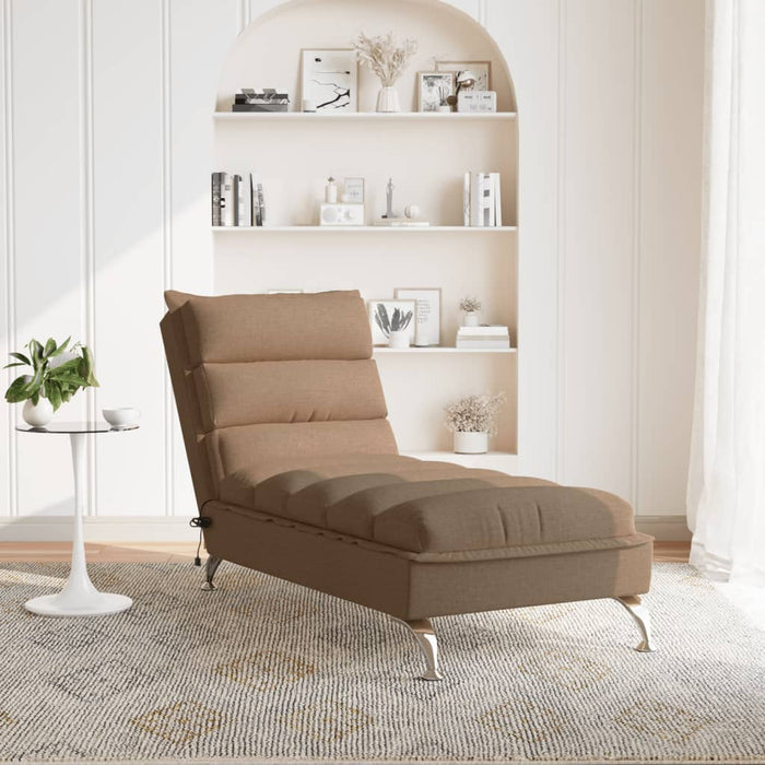 Chaise Longue Massaggi con Cuscini Marrone in Tessuto 379478