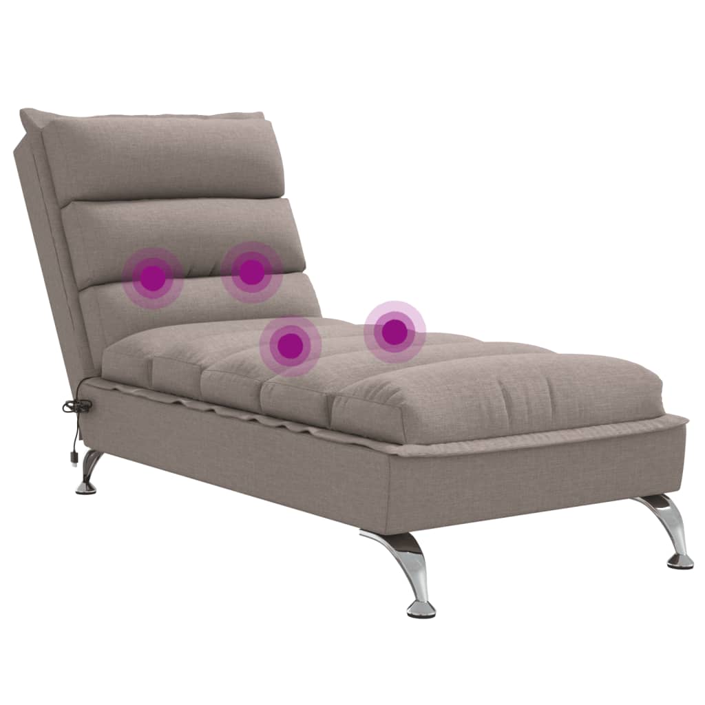 Chaise Longue Massaggi con Cuscini Tortora in Tessuto 379479