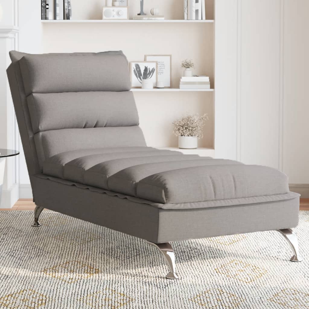 Chaise Longue Massaggi con Cuscini Tortora in Tessuto 379479