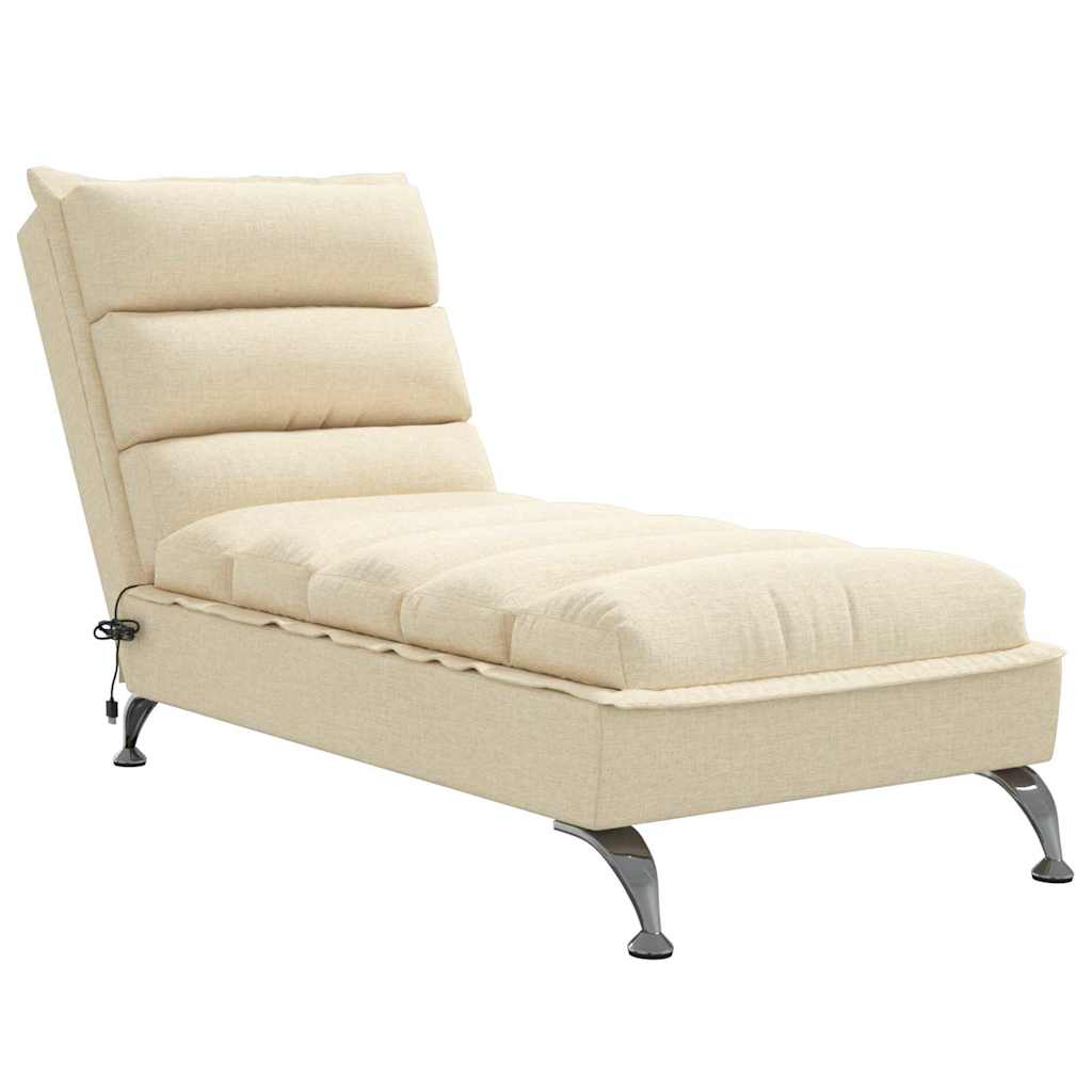 Chaise Longue Massaggi con Cuscini Crema in Tessuto 379480