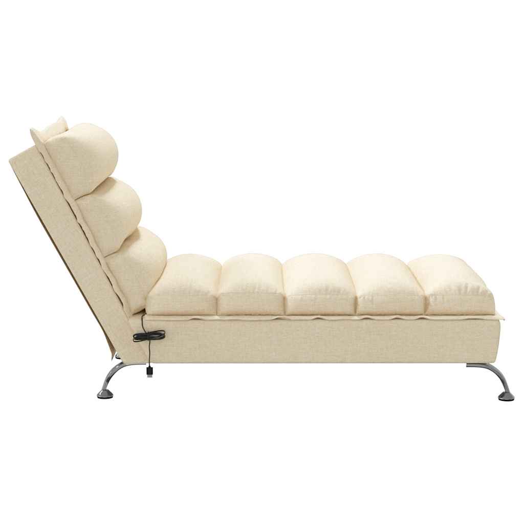 Chaise Longue Massaggi con Cuscini Crema in Tessuto 379480