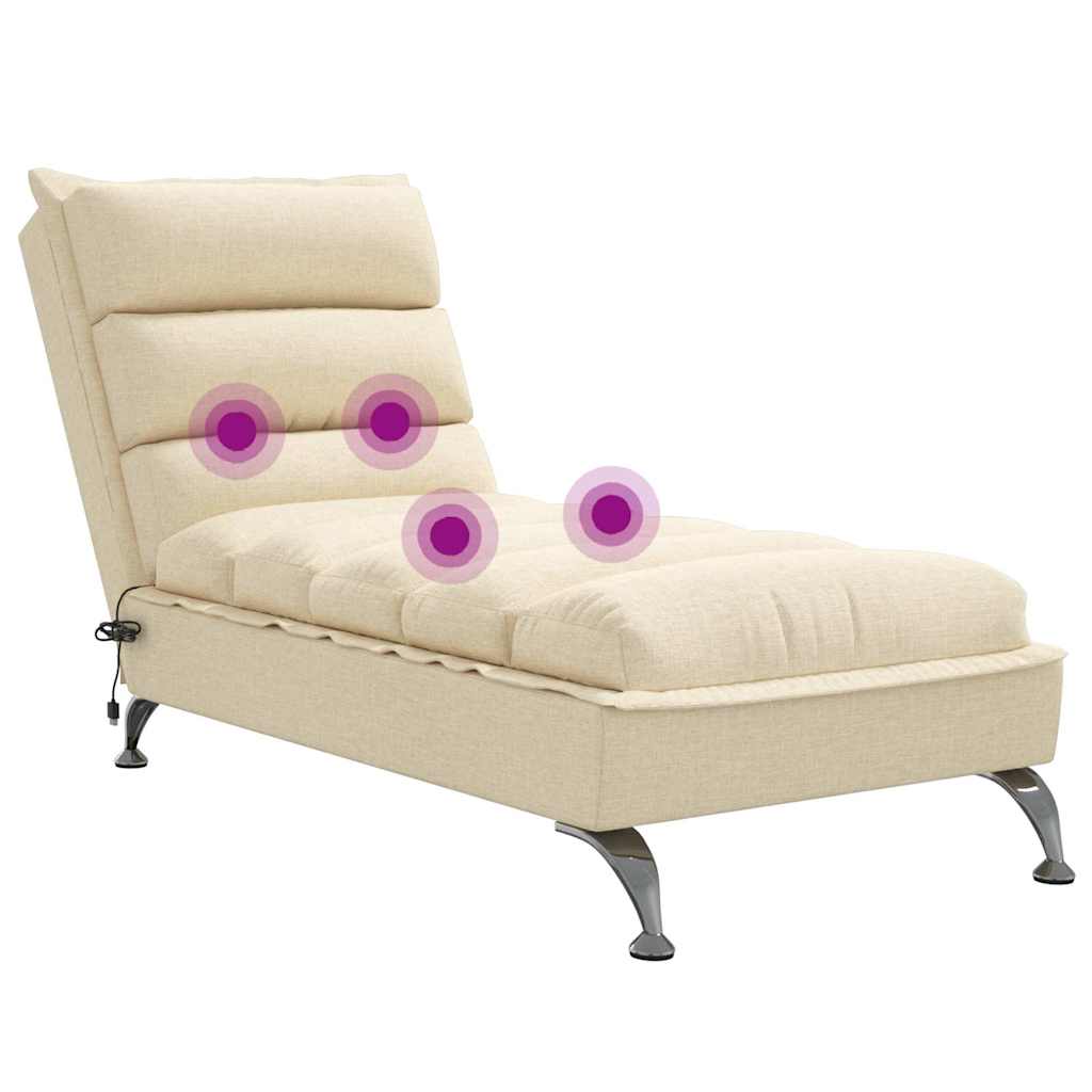 Chaise Longue Massaggi con Cuscini Crema in Tessuto 379480