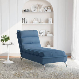 Chaise Longue Massaggi con Cuscini Blu in Tessuto 379481