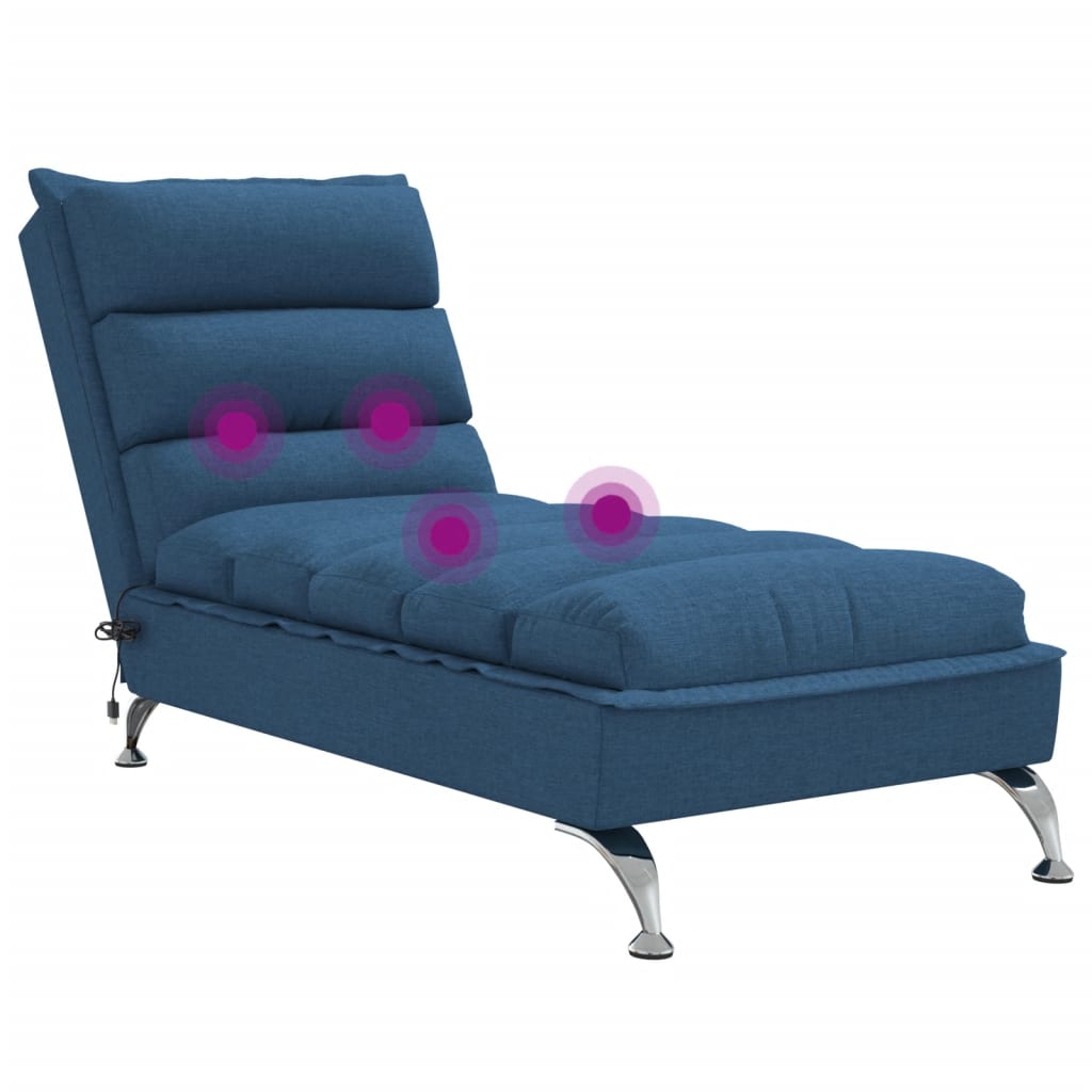 Chaise Longue Massaggi con Cuscini Blu in Tessuto 379481