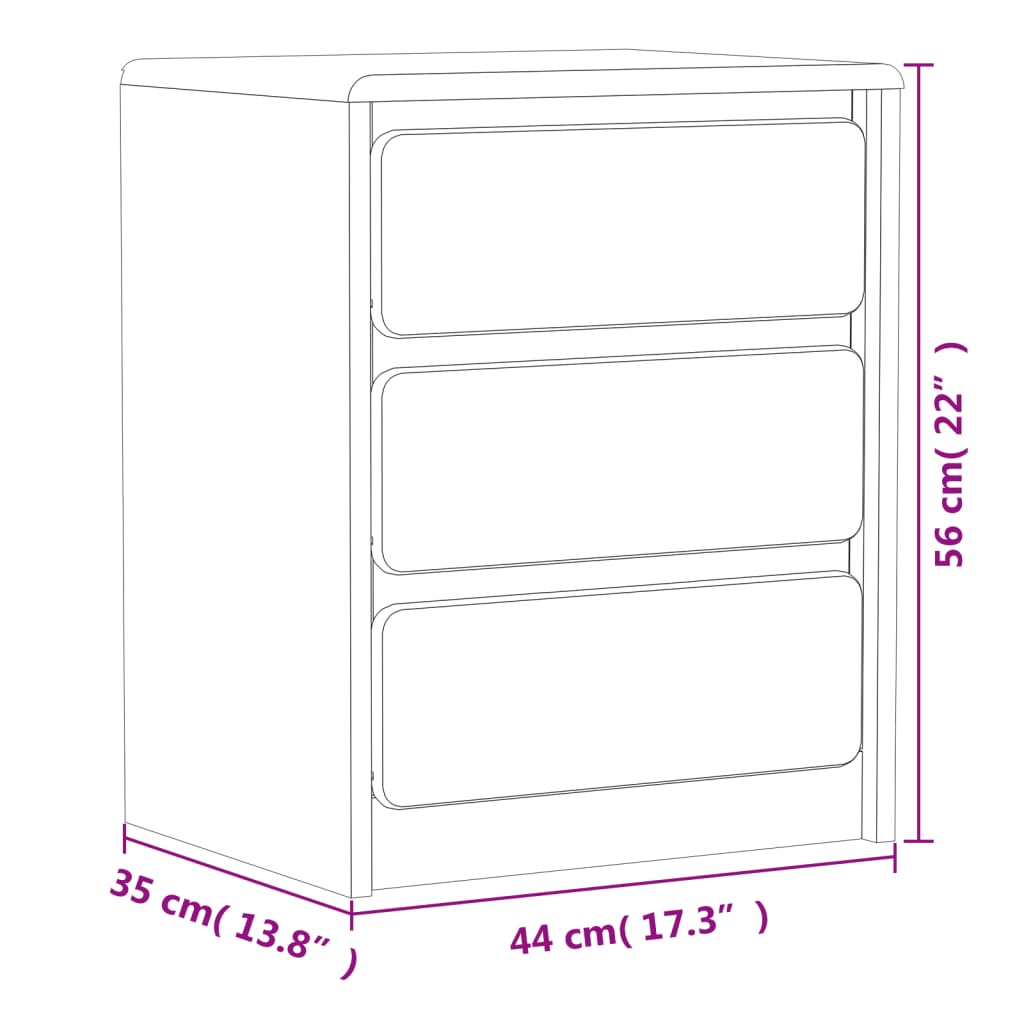 Comodino SAUDA Rovere 44x35x56 cm in Legno Massello di Pino 377594