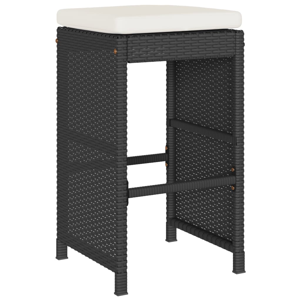 Sgabelli da Bar con Cuscini 2 pz Neri in Polyrattan 368686