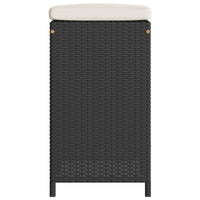 Sgabelli da Bar con Cuscini 2 pz Neri in Polyrattan 368686