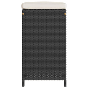 Sgabelli da Bar con Cuscini 2 pz Neri in Polyrattan 368686