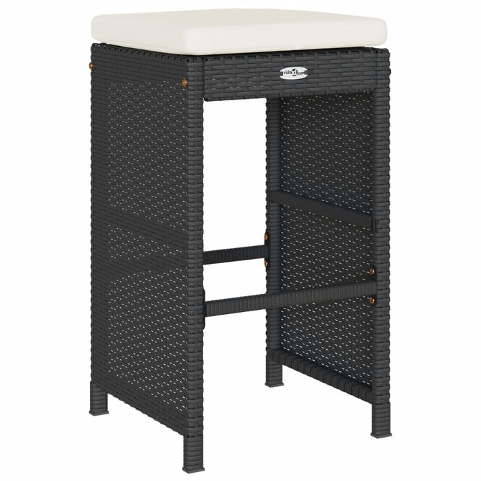 Sgabelli da Bar con Cuscini 2 pz Neri in Polyrattan 368686