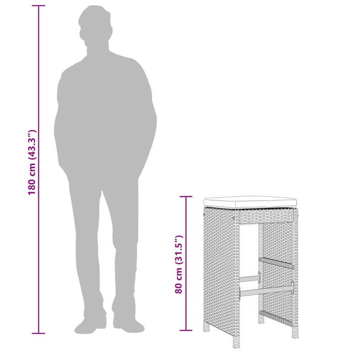 Sgabelli da Bar con Cuscini 2 pz Neri in Polyrattan 368686