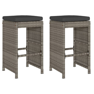 Sgabelli da Bar con Cuscini 2 pz Grigi in Polyrattan 368687