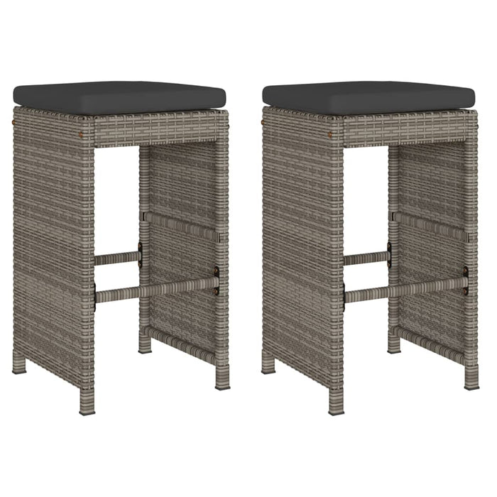 Sgabelli da Bar con Cuscini 2 pz Grigi in Polyrattan 368687