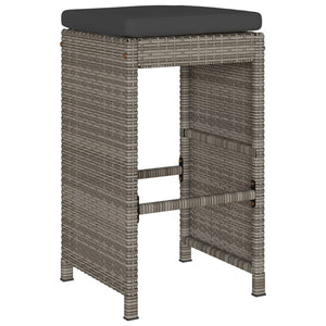 Sgabelli da Bar con Cuscini 2 pz Grigi in Polyrattan 368687