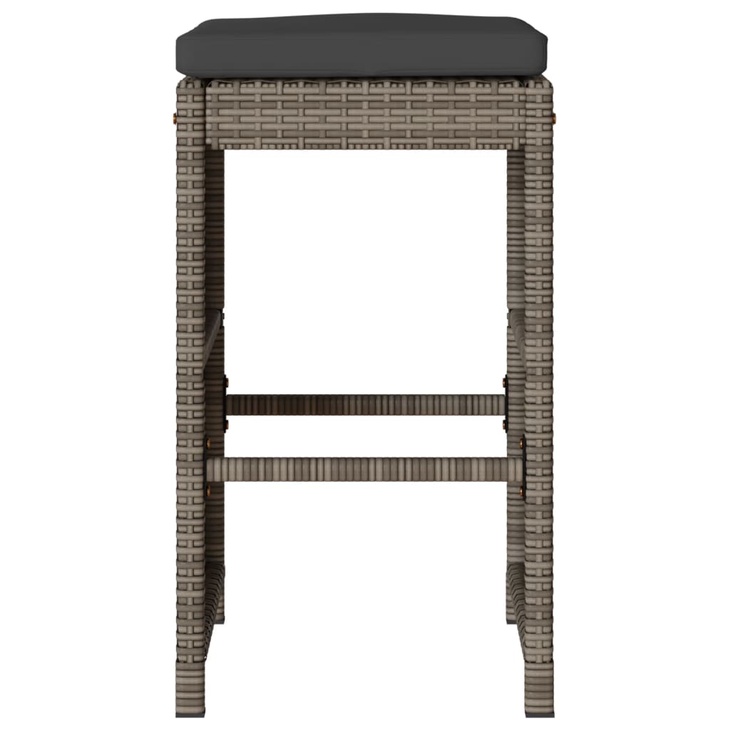 Sgabelli da Bar con Cuscini 2 pz Grigi in Polyrattan 368687