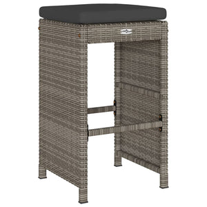 Sgabelli da Bar con Cuscini 2 pz Grigi in Polyrattan 368687