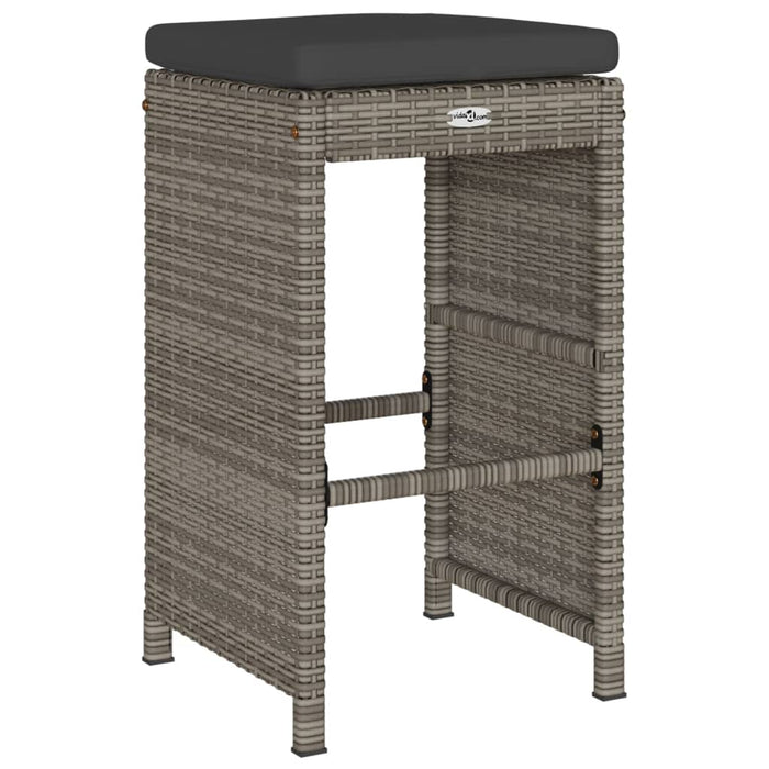 Sgabelli da Bar con Cuscini 2 pz Grigi in Polyrattan 368687