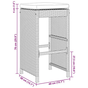 Sgabelli da Bar con Cuscini 2 pz Grigi in Polyrattan 368687