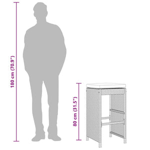 Sgabelli da Bar con Cuscini 2 pz Grigi in Polyrattan 368687