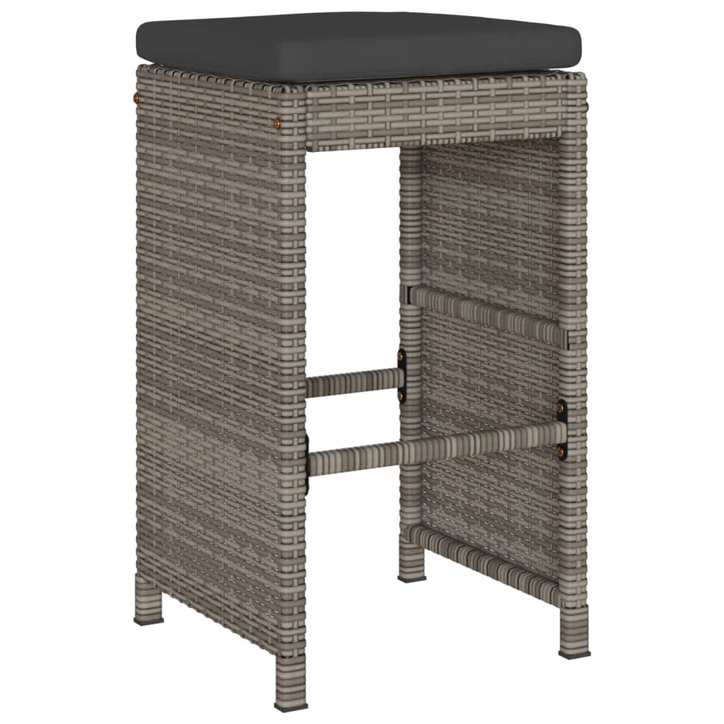 Sgabelli da Bar con Cuscini 4 pz Grigi in Polyrattan 368690