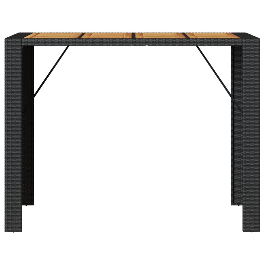 Tavolo Giardino Piano Legno Acacia Nero 145x80x110cm Polyrattan 368698