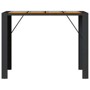 Tavolo Giardino Piano Legno Acacia Nero 145x80x110cm Polyrattan 368698