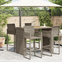 Tavolo Giardino Piano in Acacia Grigio 145x80x110 cm Polyrattan 368699