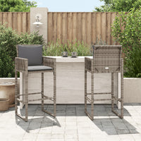 Sgabelli da Bar con Cuscini 2 pz Grigi in Polyrattan 368707