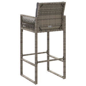 Sgabelli da Bar con Cuscini 2 pz Grigi in Polyrattan 368707